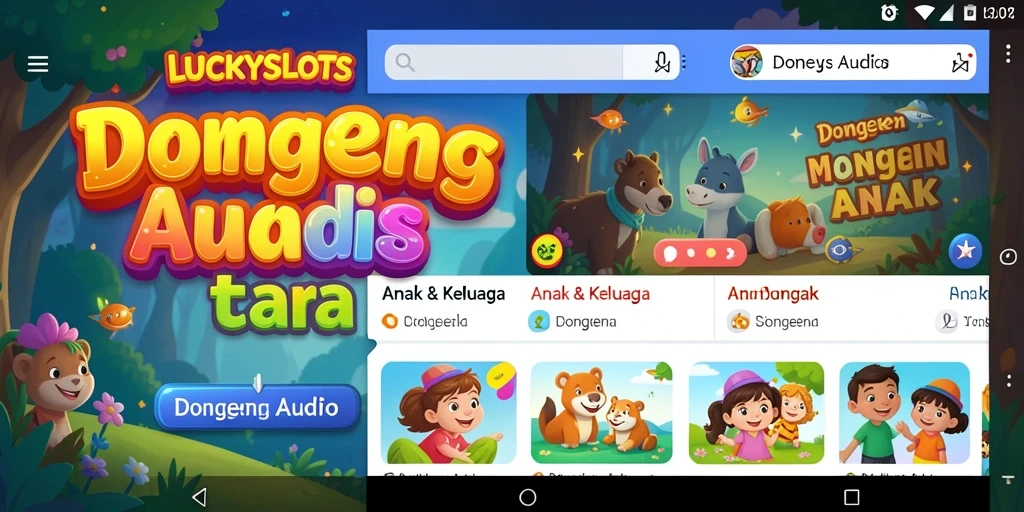 Tampilan antarmuka LUCKYSLOTS yang menarik untuk Dongeng Audio.