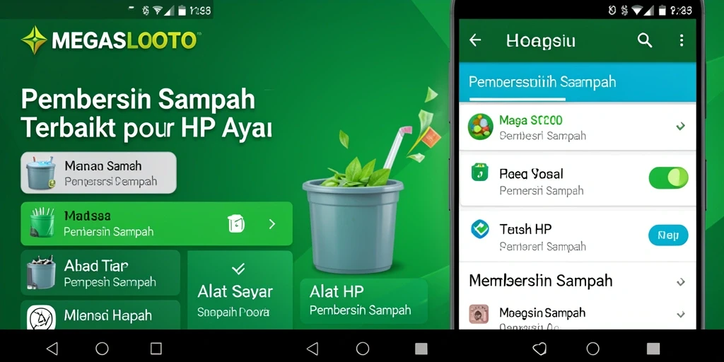 Antarmuka MEGASLOTO menampilkan pembersihan sampah dengan mudah.