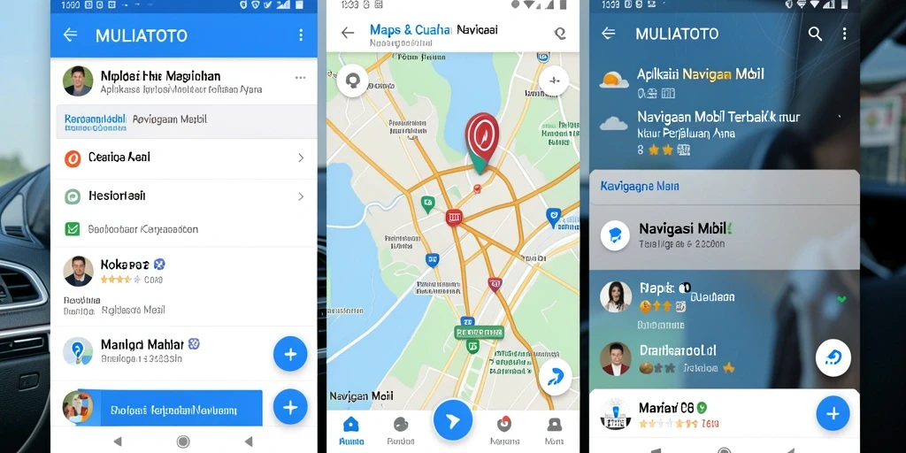 Tampilan antarmuka pengguna MULIATOTO untuk navigasi mobil yang mudah dipahami.