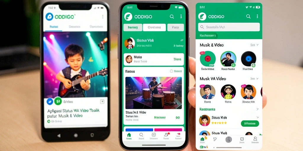 Antarmuka ODDIGO yang menarik untuk aplikasi Status WA Video.