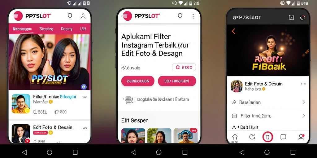 Antarmuka PP7SLOT dengan berbagai filter Instagram yang menarik.