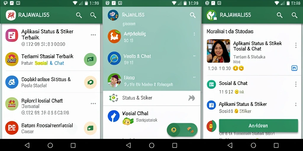 Tampilan antarmuka yang menarik dan mudah digunakan untuk Status & Stiker.